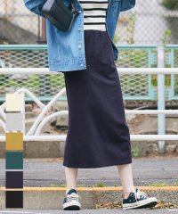 coca/裏毛Iラインスカート（タイト/イージーケア/スリット/ウエストゴム/無地/ストレッチ/ロング丈）/505466857