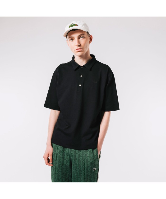 【新品】LACOSTE ラコステ ポロシャツ 鹿の子 メンズ3ブラック セール】ラコステ LACOSTE サマーウール鹿の子地ポロシャツ