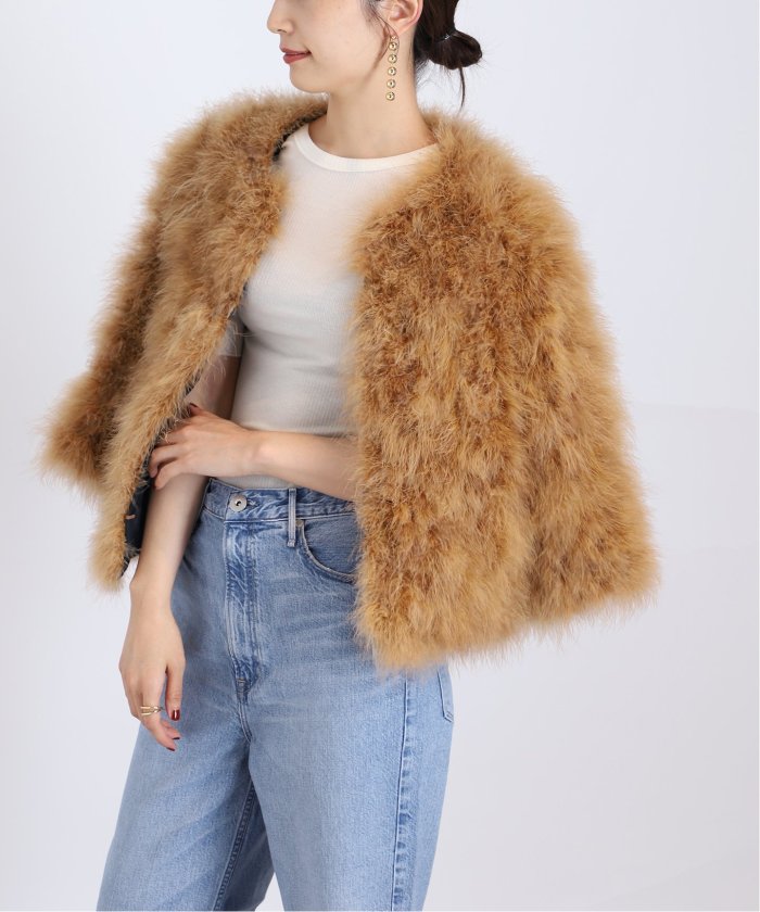 予約》【YVES SALOMON イヴ サロモン】FEATHERS JACKET(505508046) ヴェルメイユ パー イエナ(VERMEIL par iena) d fashion ストロベリーフィールズ グリーンファーコート