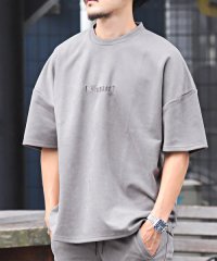 LUXSTYLE/ロゴ刺繍ポリスウェード半袖Tシャツ/Tシャツ メンズ 半袖 スウェード ロゴ 刺繍 ビッグシルエット 起毛/505508323