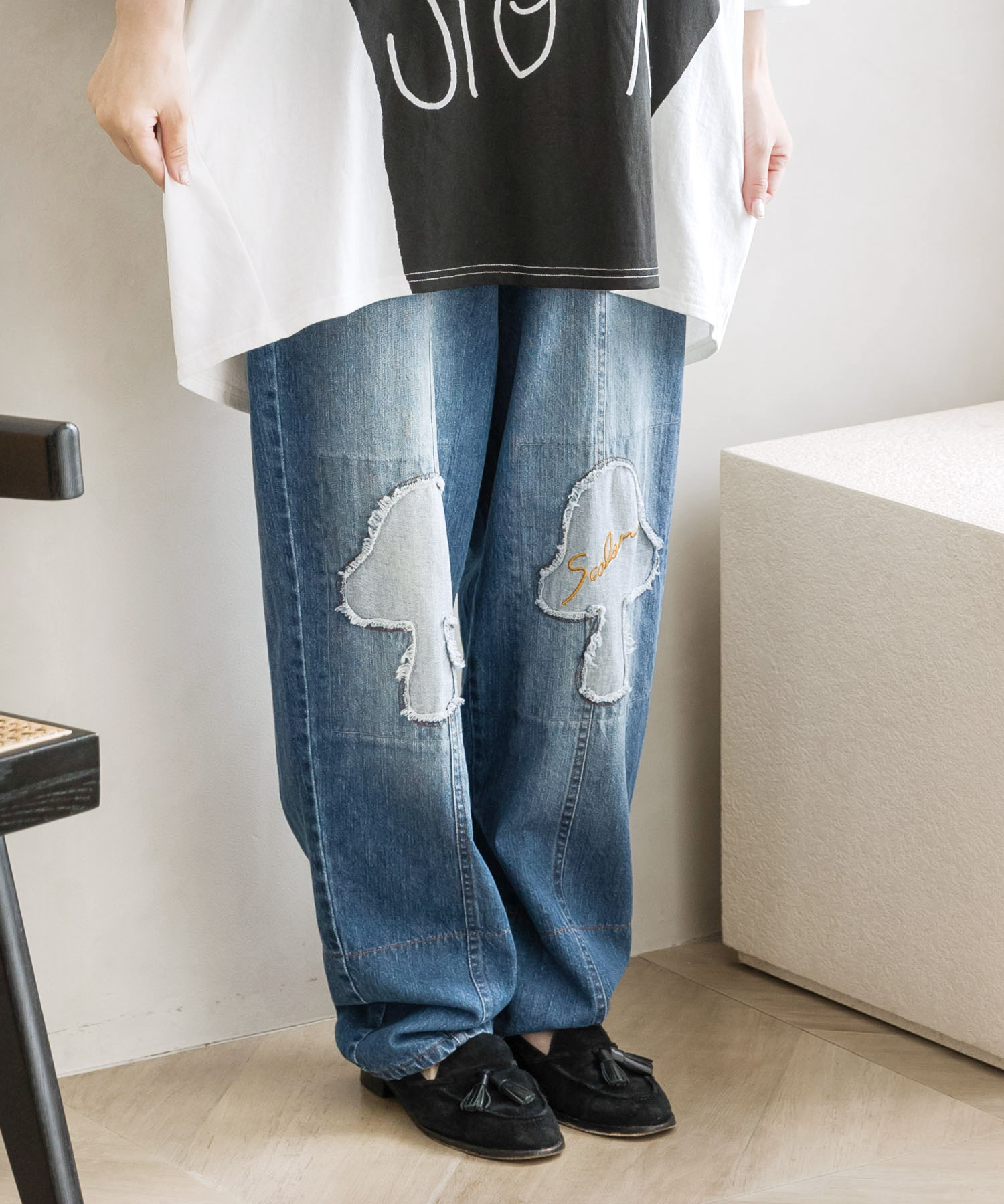Fishfood様シュプリーム デニムパンツ スカル 刺繍 21ss 32