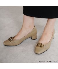 ALETTA/パンプス 走れる レイン シューズ 防水 痛くない 歩きやすい チェーンバックル スクエアトゥ 4.5cm 太ヒール チャンキーヒール ビジネス 通勤 きれいめ/505519352