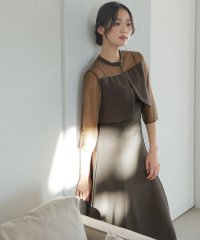 PourVous/プールヴー PourVous 2Wayトップスパーティードレスお呼ばれミモレ丈&七分袖結婚式フォーマル ワンピース 20代 30代 40代/505459978
