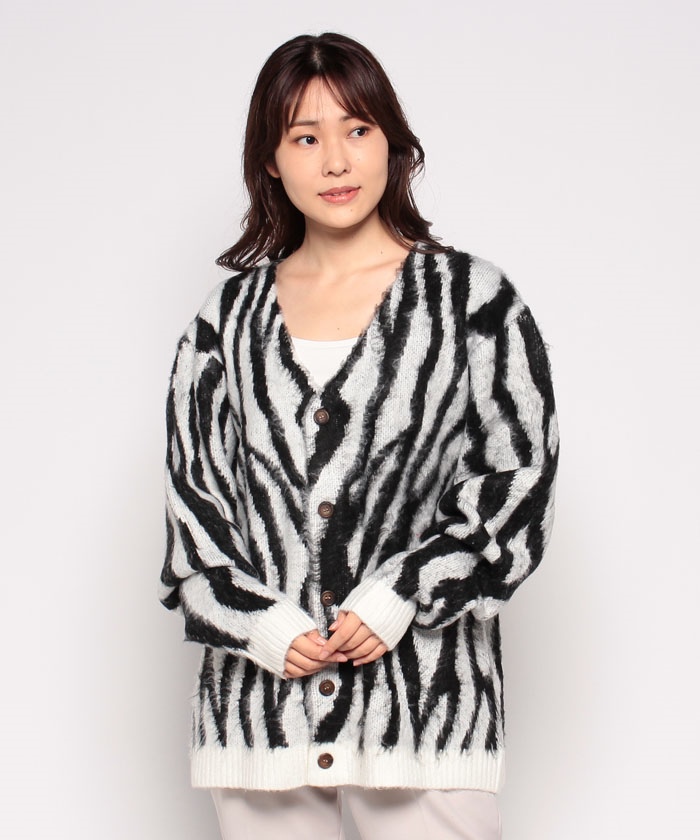 セール】【Kastane】ANIMAL SHAGGY KNIT CARDIGAN(505502401