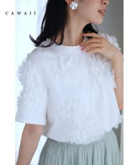 CAWAII/チュールの花びらを咲かせたTシャツトップス/505520012