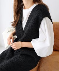 and　Me.../アンドミー andme フェイクリング ウール Vネック ボア ワンピース/505570523
