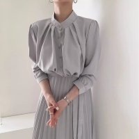 miniministore/ロングワンピース 長袖プリーツワンピ韓国/505570824