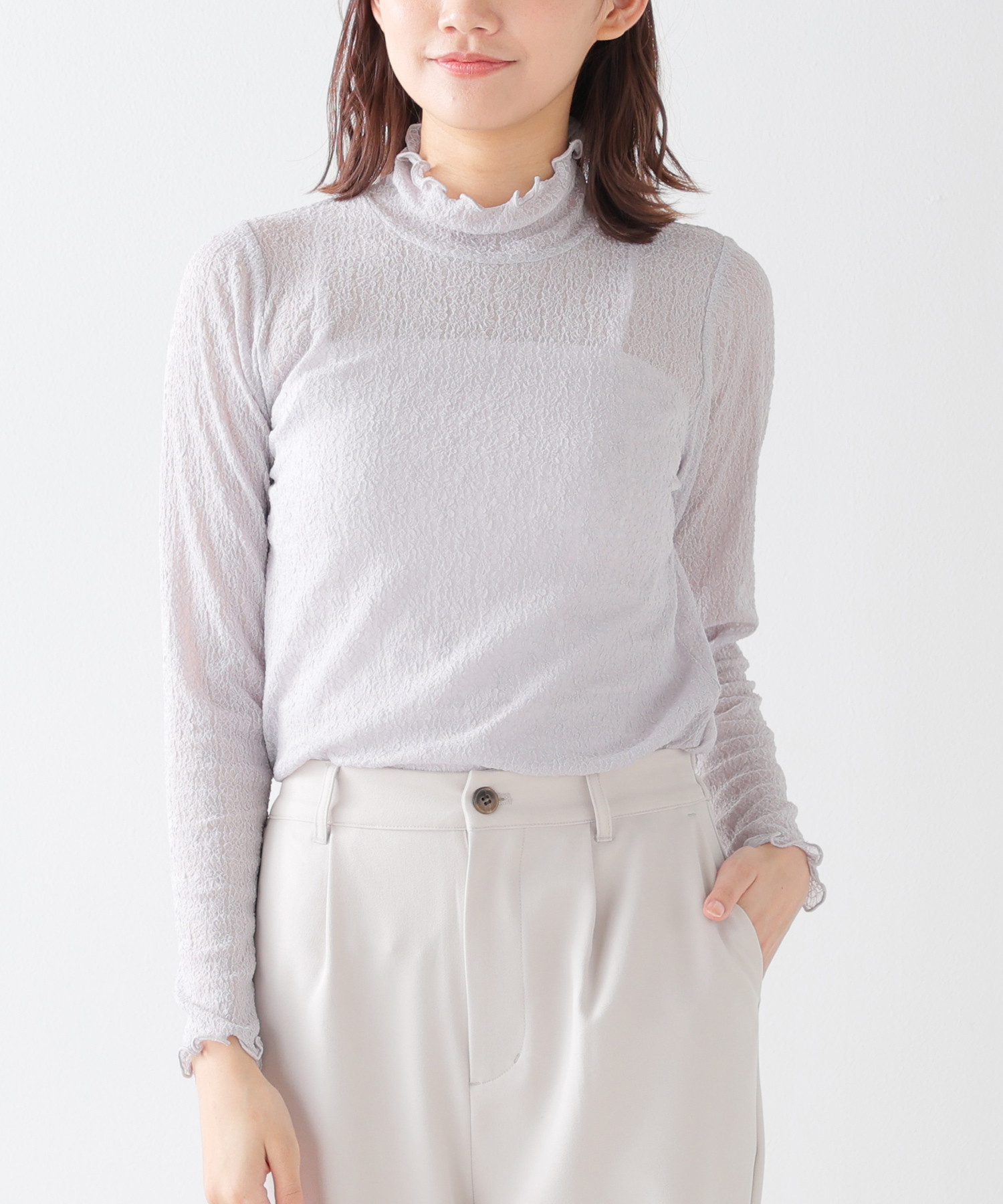 セール】ハニーズ Honeys レースハイネックトップス(505571014