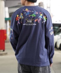 1111clothing/オーバーサイズ ロンt メンズ ビッグ ロンティ レディース オーバーシルエット ワンポイント イラスト バックプリント ドロップショルダー トップス/505571367