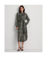 LAUREN RALPH LAUREN/プラッド ラッフルトリム ジョーゼット シャツドレス/505571534