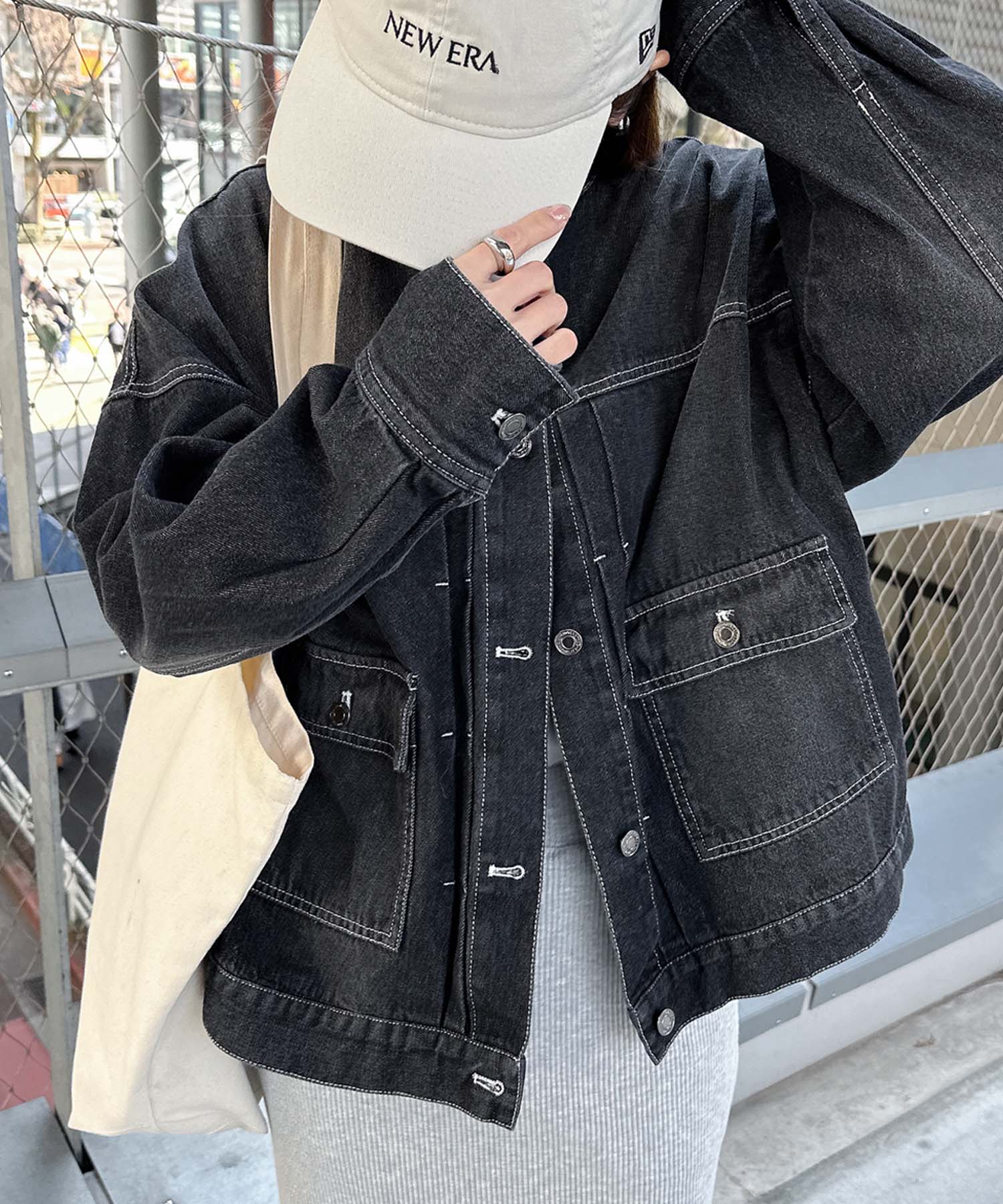 セール25%OFF】アンドミー andme オーバーサイズ ノーカラー