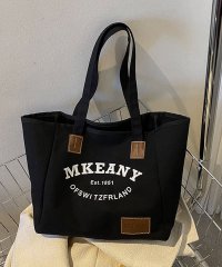 shopnikoniko/英字ロゴ キャンバス トートバッグ 【即納】 バッグ 鞄 トートバッグ ハンドバッグ 肩掛けバッグ 英字ロゴ ワッペンロゴ スクエア A4 通勤 通学 大容量 /505573841