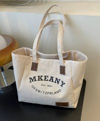 shopnikoniko/英字ロゴ キャンバス トートバッグ 【即納】 バッグ 鞄 トートバッグ ハンドバッグ 肩掛けバッグ 英字ロゴ ワッペンロゴ スクエア A4 通勤 通学 大容量 /505573841