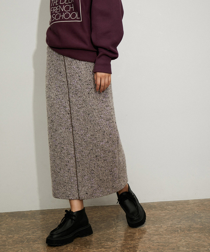 セール 60%OFF】パイピングラインツイードスカート(505597356