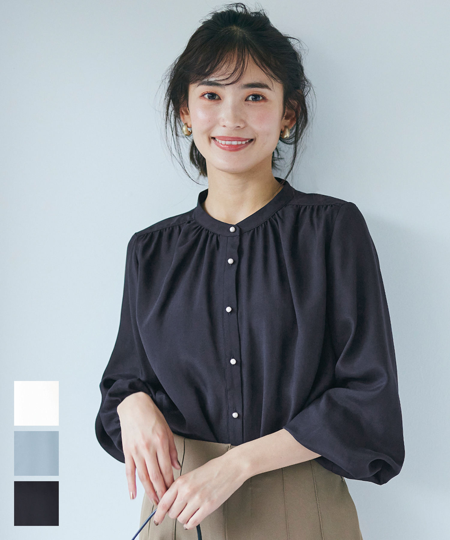 パールボタンサテンブラウス(505466874) | コカ(coca) - d fashion