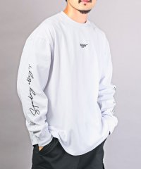 LUXSTYLE/TRAP/U(トラップユー)天竺袖プリントリブロンT/ロンT メンズ レディース 長袖Tシャツ ロングTシャツ 袖プリント ロゴ 天竺/505572715