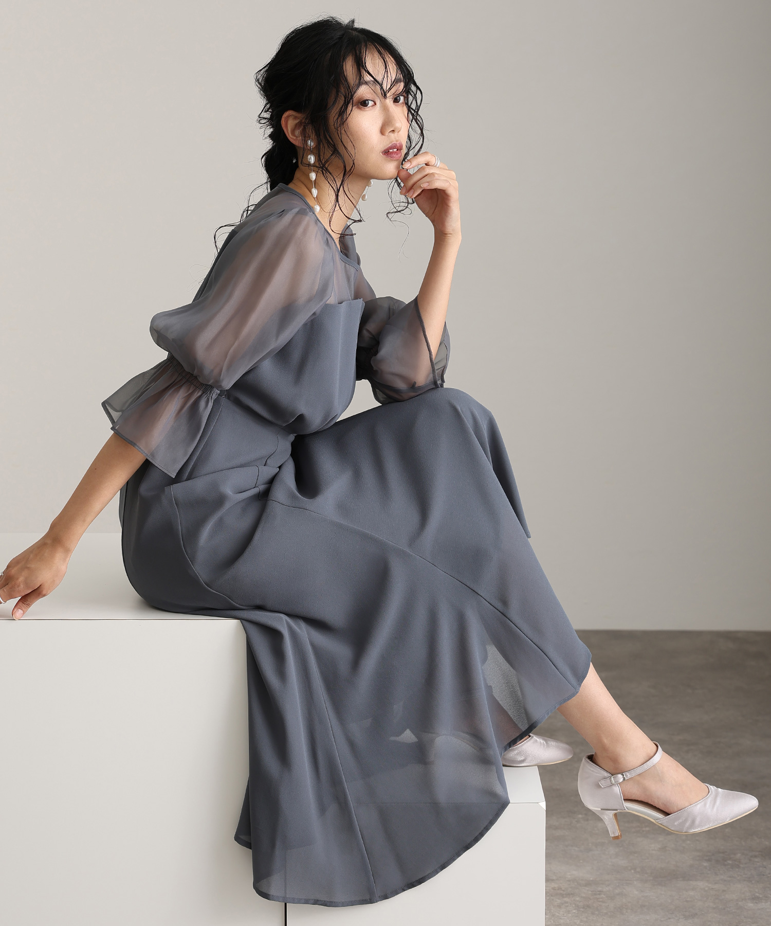 フレア パーティードレス お呼ばれ七分袖&ロング結婚式