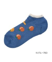 fukuske FUN/福助 公式 ルームソックス くるぶし下丈 レディース fukuske FUN WARMHOME みかん柄 内側パイル  2262－92L<br>婦人 女性 フク/505602201