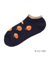 fukuske FUN/福助 公式 ルームソックス くるぶし下丈 レディース fukuske FUN WARMHOME みかん柄 内側パイル  2262－92L<br>婦人 女性 フク/505602201