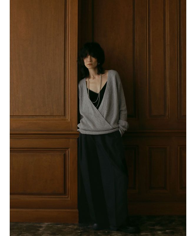 etretokyo カシュクールニットプルオーバー ETRE TOKYO - カシュクールニットプルオーバー - GREY | ADDICT
