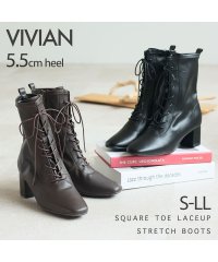 Vivian/スクエアトゥレースアップストレッチ袴ブーツ/505606980