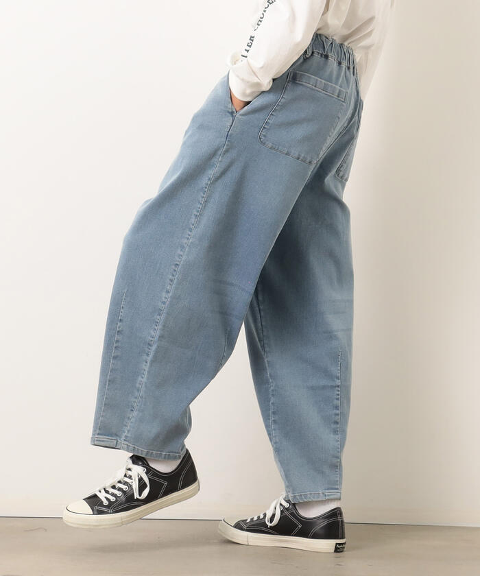ストレッチデニムワイドテーパードパンツ(505518418) | パープル
