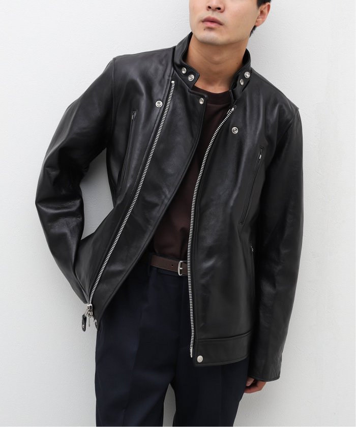 【羊革】Schott レザージャケット 黒 L シャツジャケット Dポケ 羊革】Schott レザージャケット 黒 L シャツジャケット Dポケ