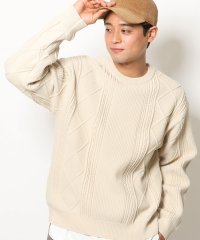 a.v.v (MEN)/【S－XXL/洗濯機で洗える】アラン編みクルーネックニット（レイヤードカットソー付き）/505482749