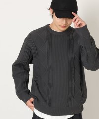 a.v.v (MEN)/【S－XXL/洗濯機で洗える】アラン編みクルーネックニット（レイヤードカットソー付き）/505482749