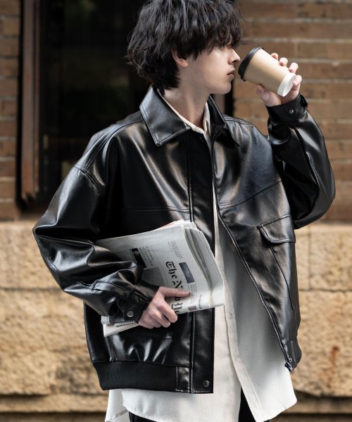 ロッキーモンロー Rocky Monroe レザージャケット ブルゾン フェイク 