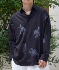 1111clothing/ワンフォークロージング 1111clothing シルキーシャツ メンズ オーバーシャツ レディース 長袖 花柄 フラワー シャツ トップス レギュラーカラー /505630428