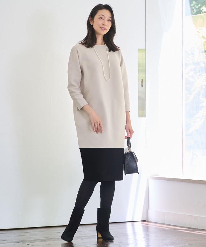 自由区　ポリエステルホールガーメントニット ワンピース 新品 セール】【洗える】ポリエステルホールガーメントニット