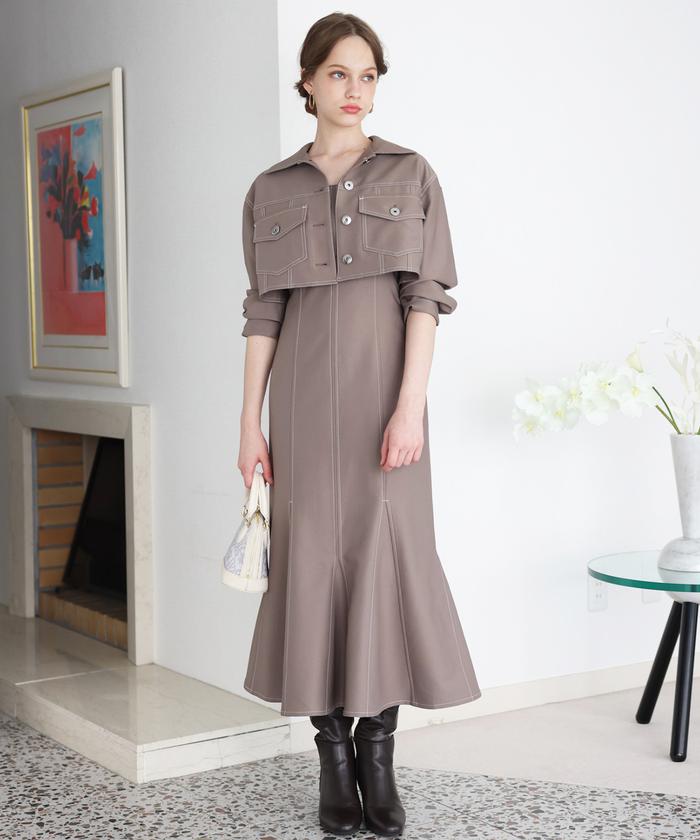 セール 50%OFF】ストレッチジャケット＋ワンピースセットアップ