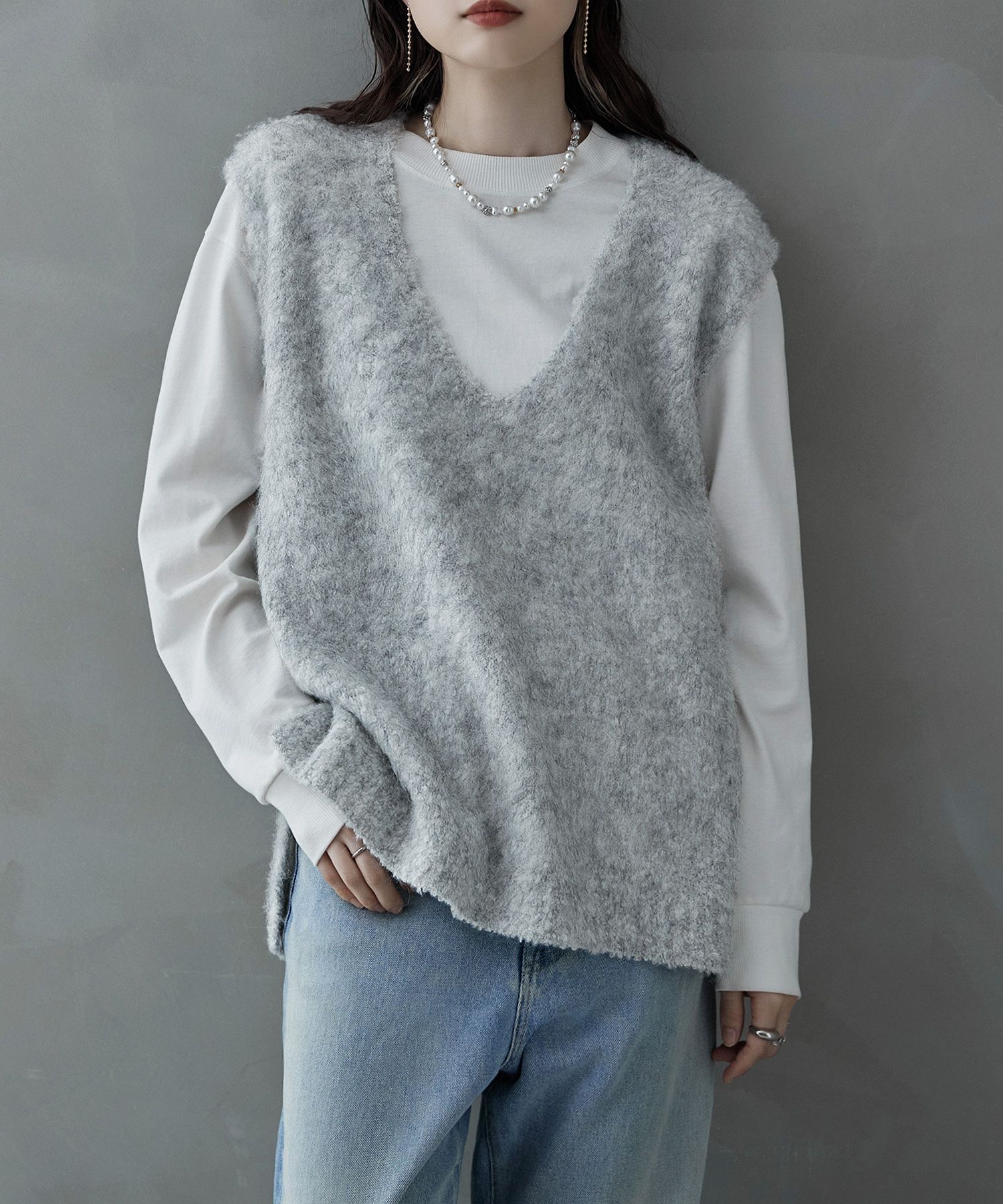 Wool Factory グレー ノースリーブベスト