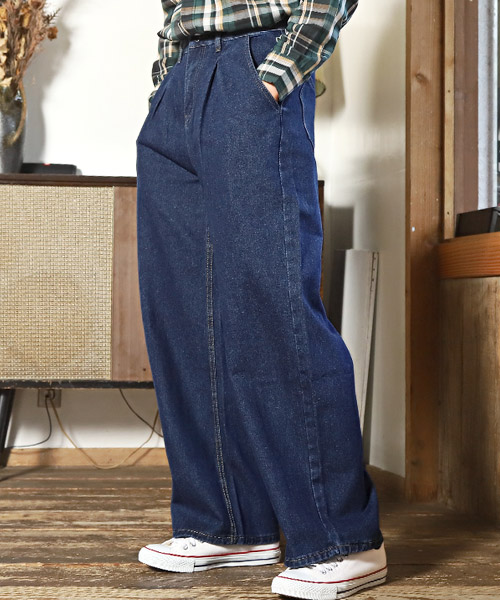 ラグスタイル LUXSTYLE ワイドデニムパンツ/ワイドパンツ メンズ