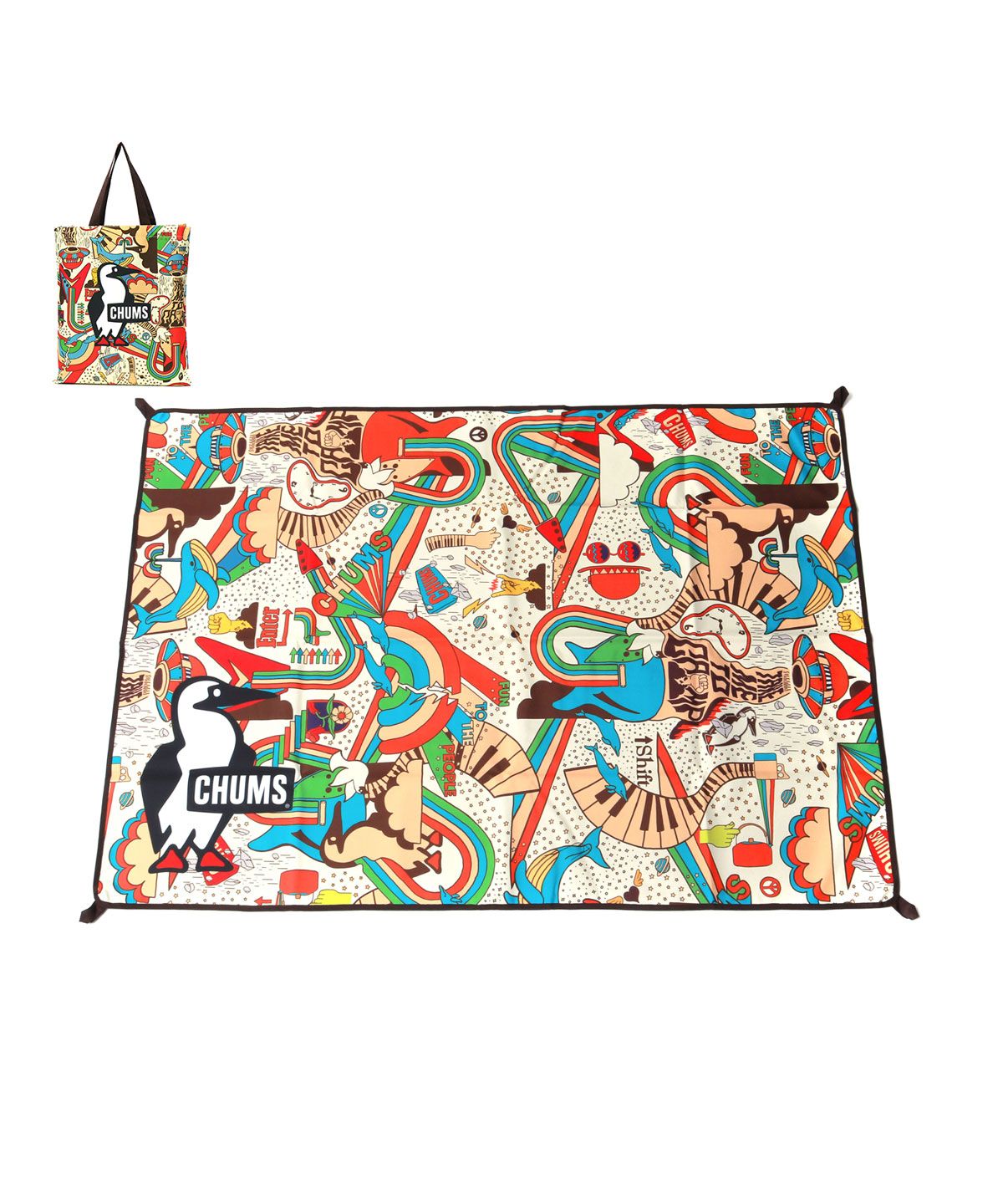 美品!!　CHUMS ベンチシート　タグ付　折畳み　レッド×ブルー　チャムス CHUMS Back with Bench/チャムスバックウィズベンチ(テーブル