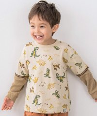 恐竜柄重ね着風長袖Tシャツ(80~130cm)