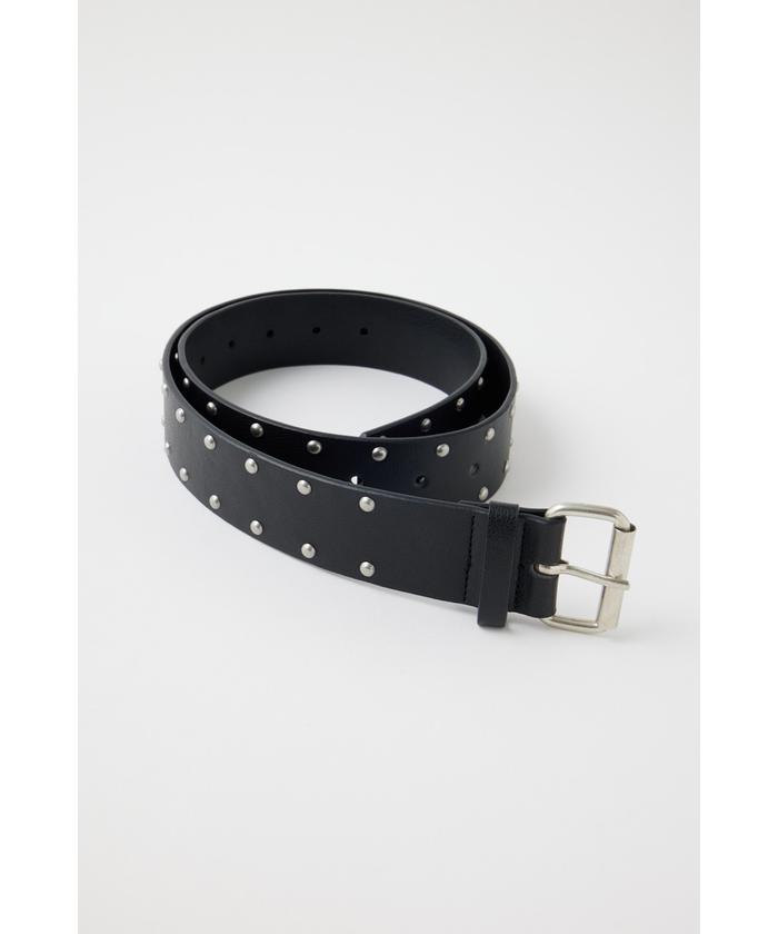 moussy 黒のレザーベルト シルバーバックル付き