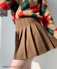 SEU/起毛 ウールタッチ厚手プリーツミニスカート Aライン 裏地付き 暖かい 韓国ファッション/505635628