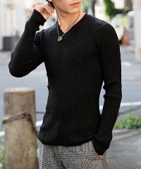 トップイズム TopIsm ニット メンズ セーター コットンニット Vネック ニット メンズ 無地 リブニット タイト 2重臼 杢調 キレイ目 ニットプルオー