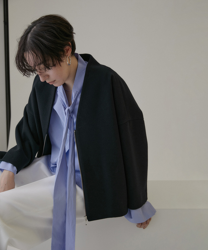 サロンアダムエロペ　ウールライクノーカラーショートコート　ブラック 楽天市場】【WEB限定】ウールライクノーカラーショートコート