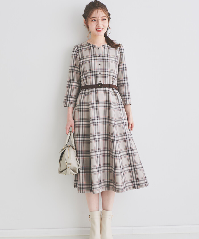 セール】【尾州織】タータンチェックワンピース(505631393) | レッセ
