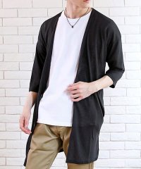 TopIsm/トップイズム TopIsm カーディガン メンズ ロング 無地 ゆったり ロング カーディガン 5分袖 リネン 麻 ニットソー 杢調 ショールカラー ドレープ /505637820