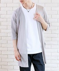 TopIsm/トップイズム TopIsm カーディガン メンズ ロング 無地 ゆったり ロング カーディガン 5分袖 リネン 麻 ニットソー 杢調 ショールカラー ドレープ /505637820