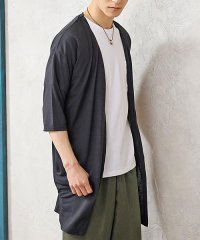 TopIsm/トップイズム TopIsm カーディガン メンズ ロング 無地 ゆったり ロング カーディガン 5分袖 リネン 麻 ニットソー 杢調 ショールカラー ドレープ /505637820