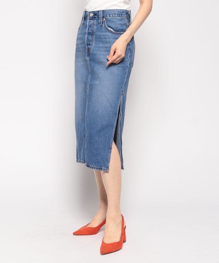 セール】サイドスリットスカート ミディアムインディゴ WORN IN セール】サイドスリットスカート ミディアムインディゴ WORN IN