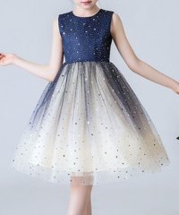 TeddyShop/テディショップ Teddyshop キッズ ノースリーブ小粒星柄サテンチュールドレス/505645902