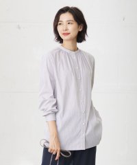 J.PRESS LADIES（LARGE SIZE）/【洗える】BEZ C/Ny ドビーストライプ バンドカラー ブラウス/505645911