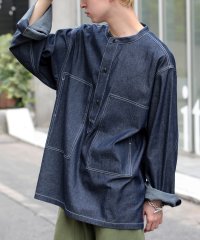 SETUP7/セットアップセブン SETUP7 men'sFUDGE10月号掲載商品▼【MAISON CLUB】U.S.ARMY バンドカラー デニム プルオーバー シャツ /505644776