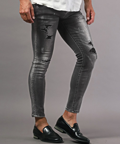 セール】ラグスタイル LUXSTYLE ダメージスキニーデニムパンツ セール】ラグスタイル LUXSTYLE ダメージスキニーデニムパンツ